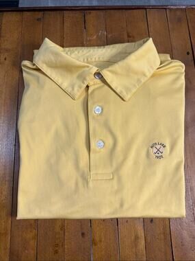 Men’s Straight Down Yellow Country Club Crested SS Polo Shirt Size XL